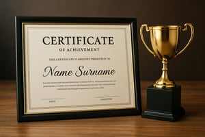 Certificate and trophy